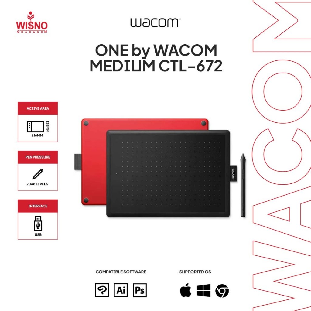 Jual One by Wacom Medium CTL-672 Pen Tablet Drawing Tablet Gambar ...