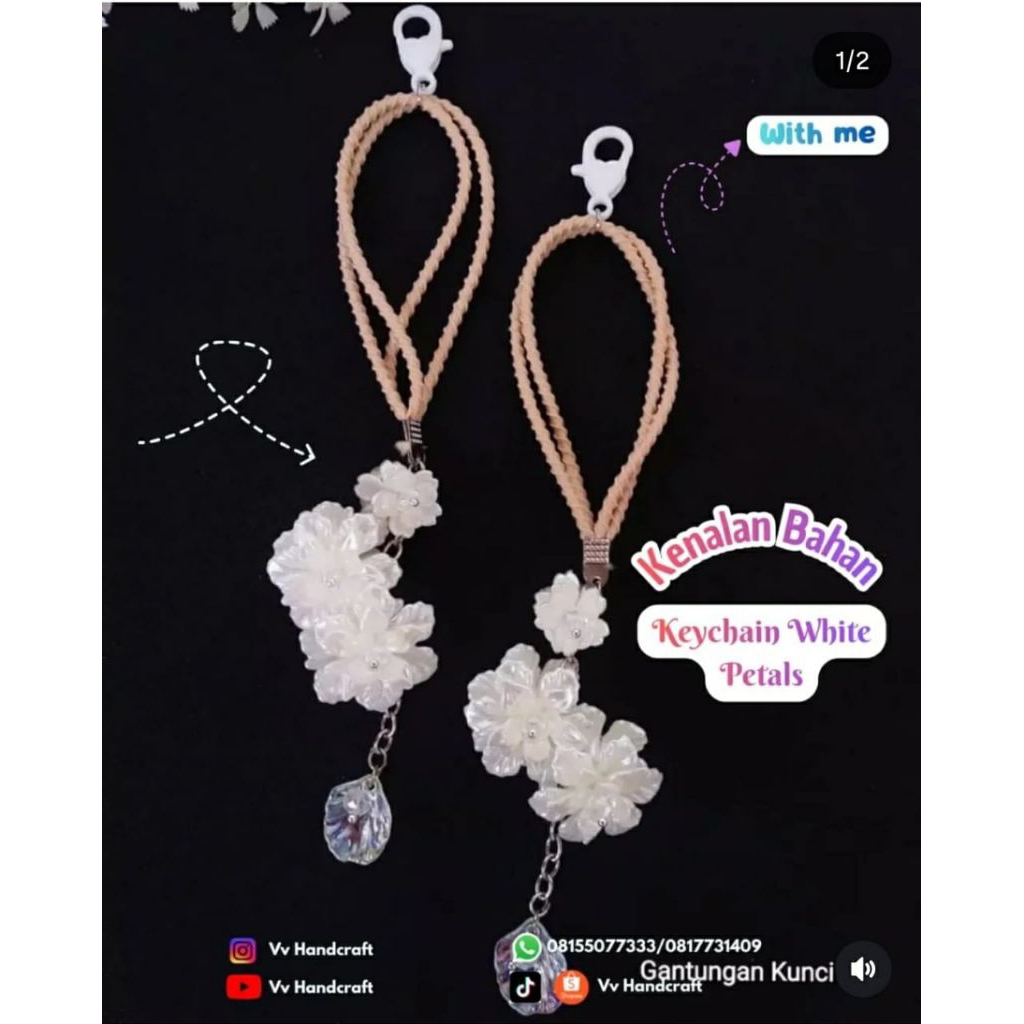 Jual paket bahan siap rangkai keychains white petals | Shopee Indonesia