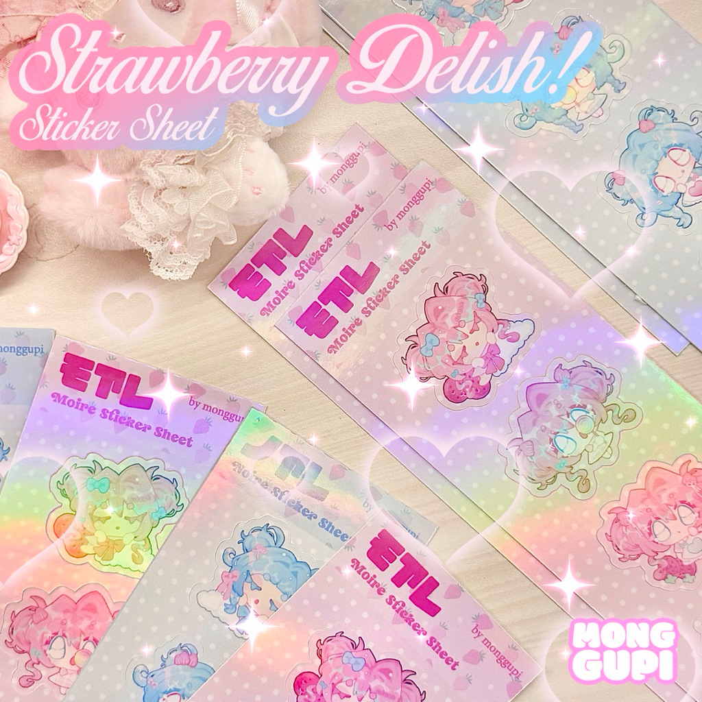 Jual [ monggupi ] strawberry delish kiss cut sticker sheet mini ...