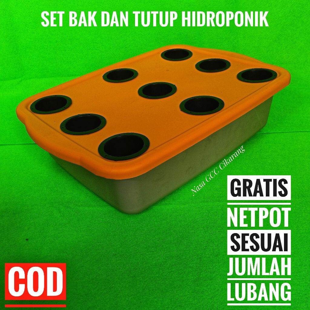 PAKET BAK DAN TUTUP HIDROPONIK GRATIS NETPOT