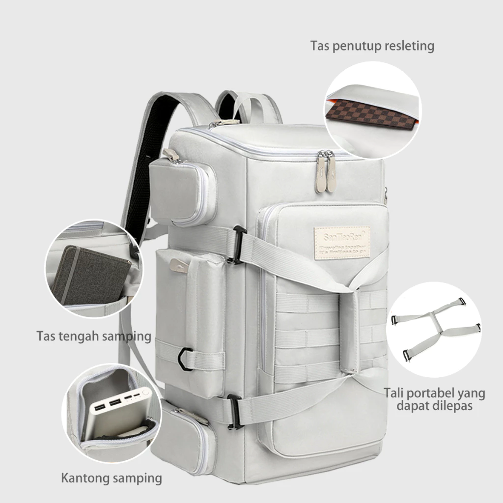Freeknight Tas Ransel Travel TTB143 waterproof stylish abu-abu dengan banyak kantong