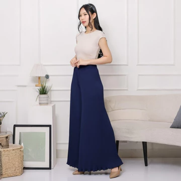 Celana Kulot Plisket Wavy Celana Kulot Flowy Pleated Cullote Pants Kulot Big Size