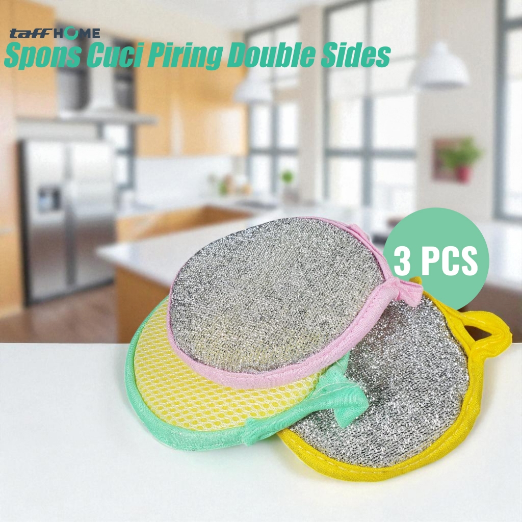 Jual peralatan dapur Spons Cuci Piring Double Side Cleaning Sponge 3 ...