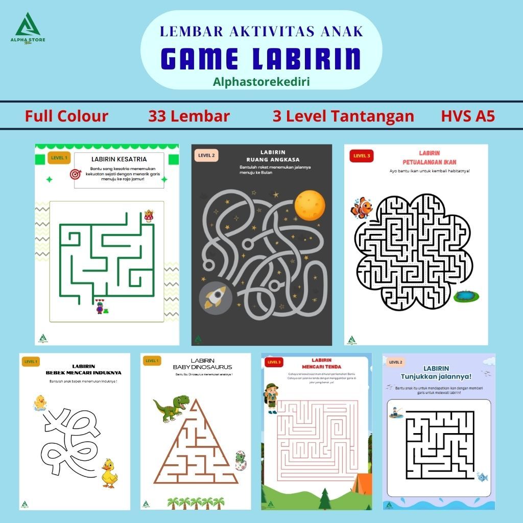Jual [Sudah Cetak] Lembar Aktivitas Game Labirin Maze Anak 2+ tahun ...