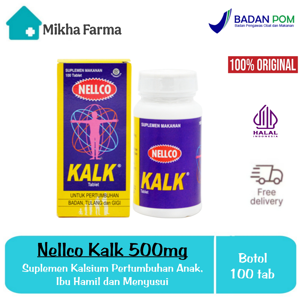 Jual Nellco Kalk 100 Tablet - Suplemen Kalsium Pertumbuhan Anak, Ibu ...