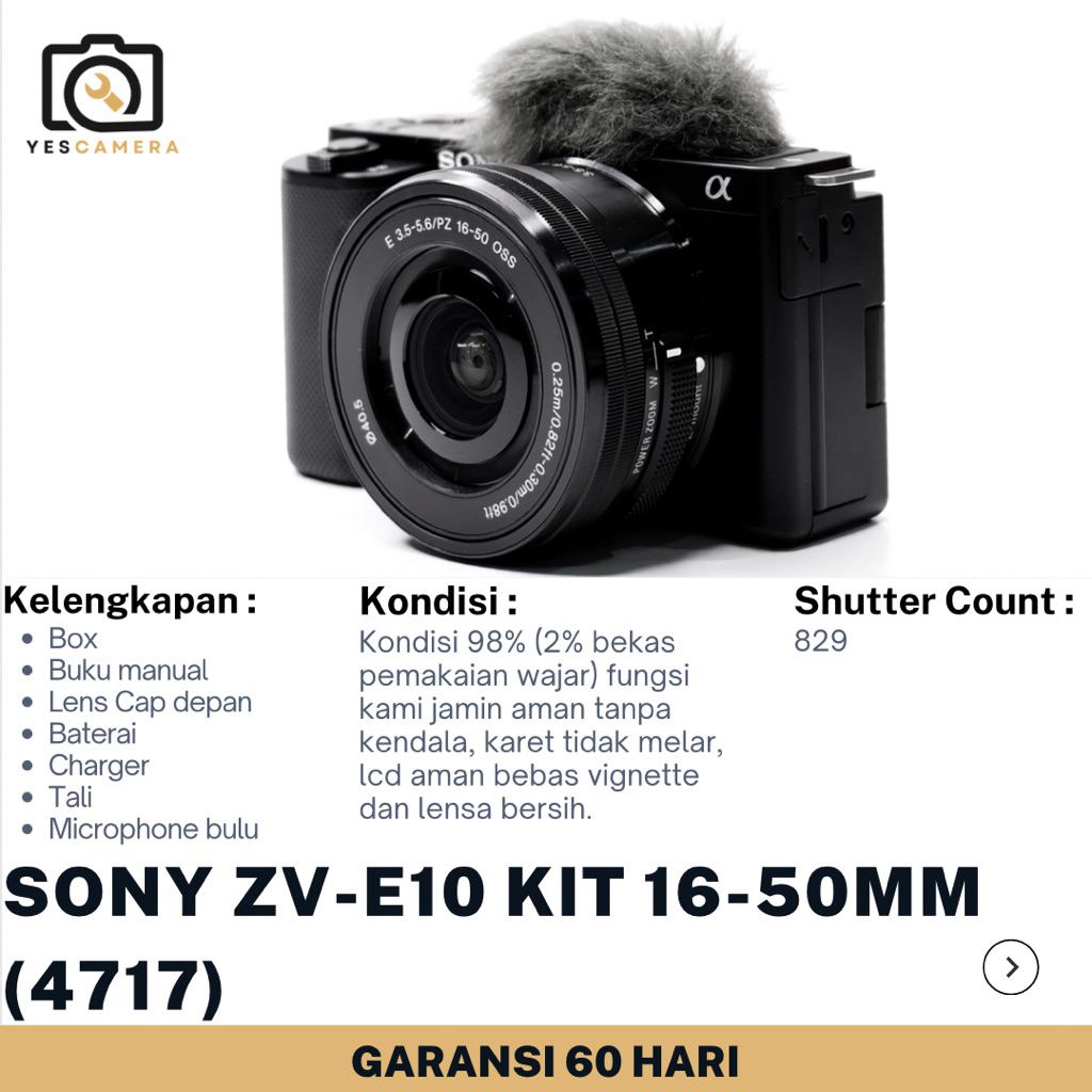 Jual Sony ZV-E10 KIT 16-50mm f3.5-5.6 OSS (Bekas) - 24.2MP APS-C , LCD ...