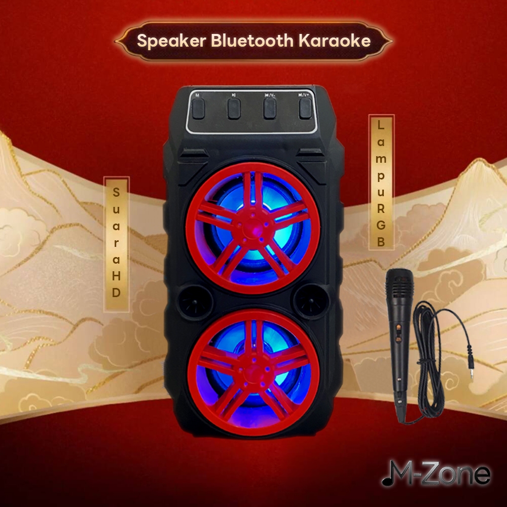Jual Speaker Bluetooth Karaoke Wireless Speaker Portable LED Light ...
