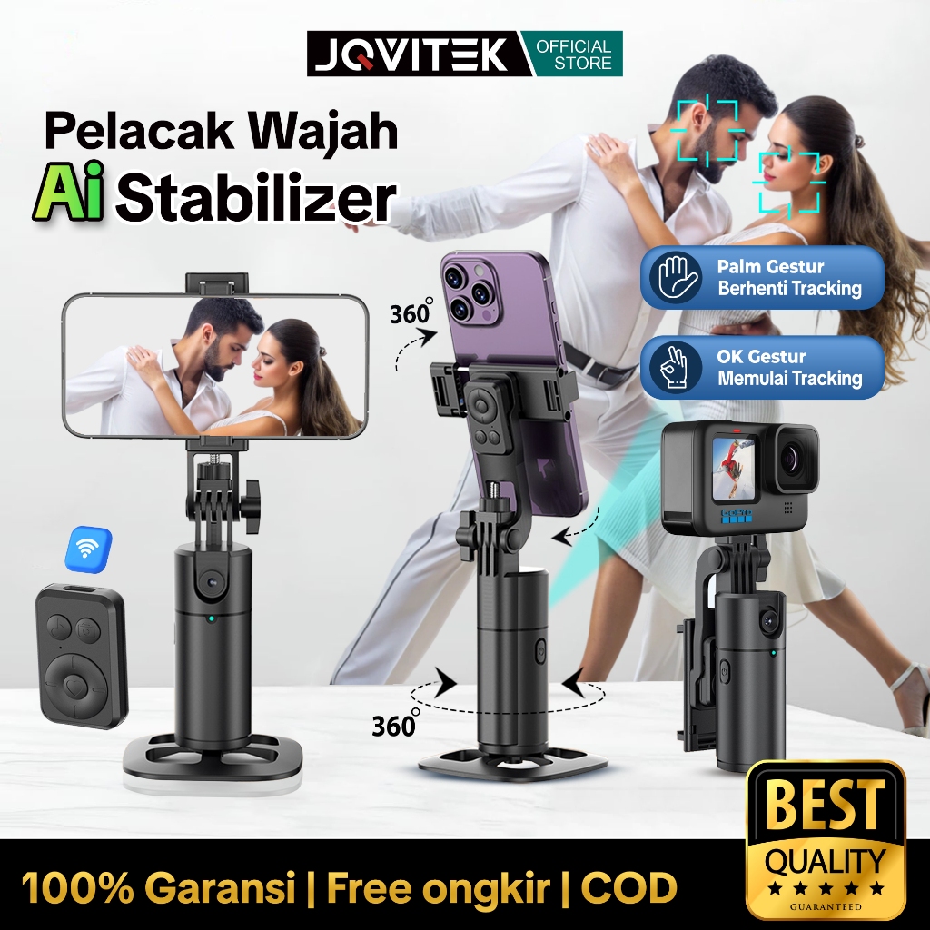 Jual Jqvitek Auto Face Tracking AI Gimbal Stabilizer 360° Rotating ...