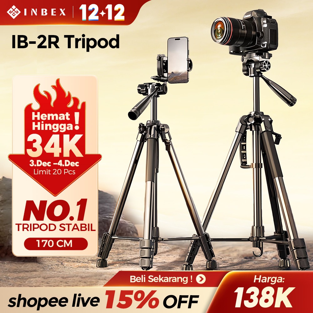 Jual [15%OFF-PRO] INBEX IB-2R 170CM Tripod Kamera Hp Bluetooth Remote ...