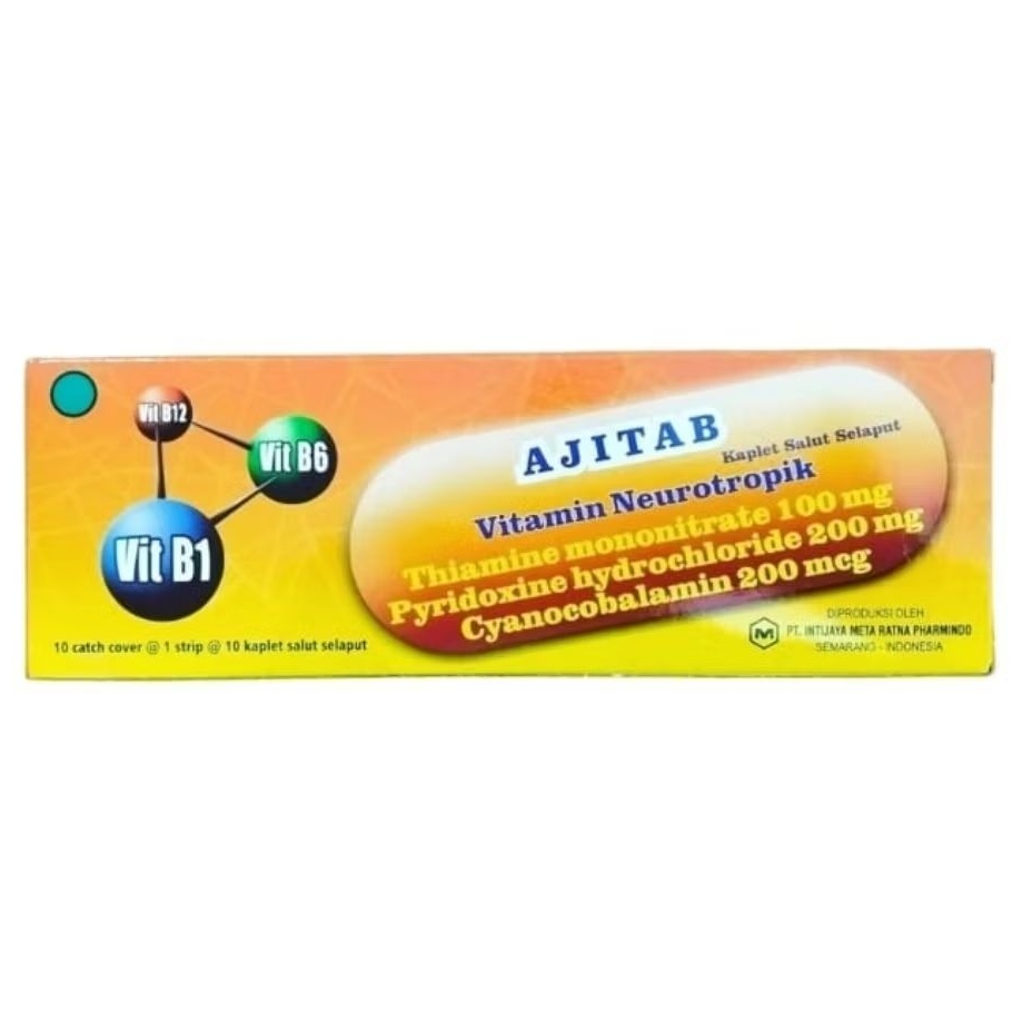 Jual AJITAB Kaplet Salut Selaput (100's /Dus) - Vitamin Neurotropik B1 ...