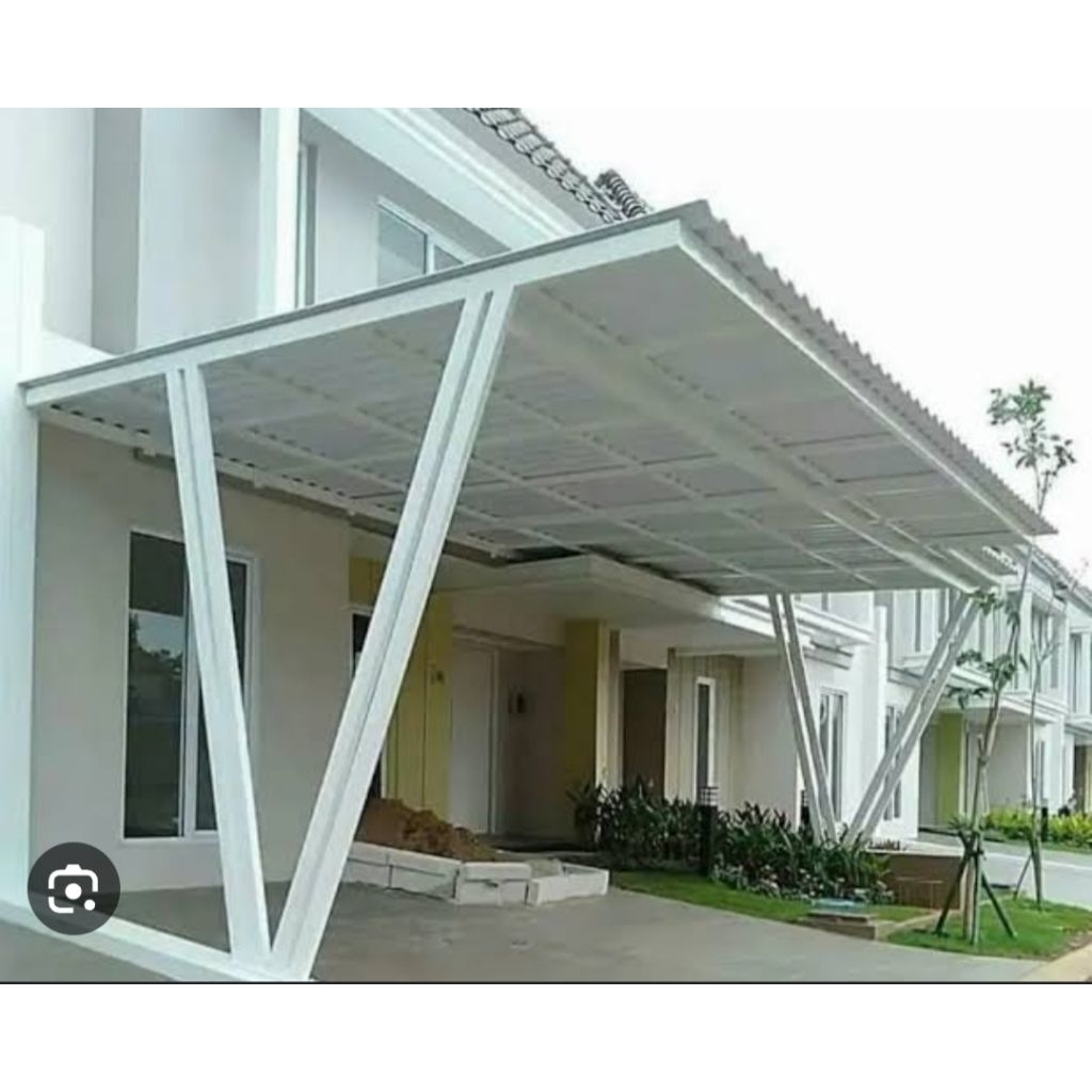 Kanopi teras carport garasi rangka besi atap alderon single