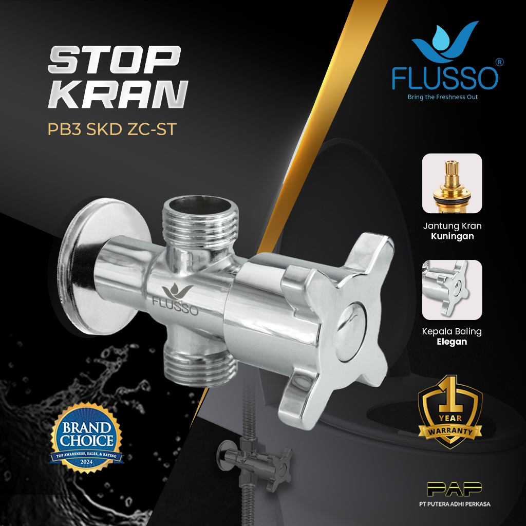 Jual Flusso Stop Kran Cabang Jet Shower Sambungan Selang Kloset WC ...