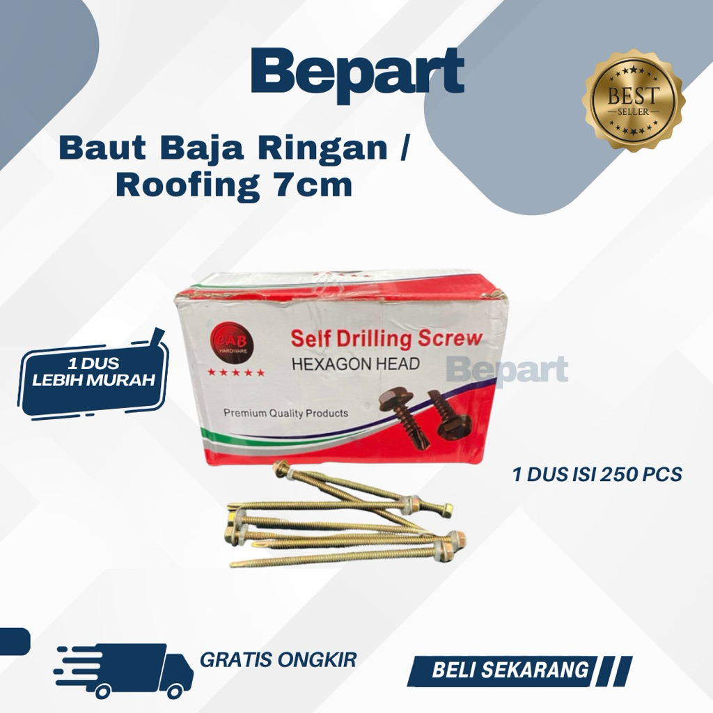 Jual Skrup Roofing / Baut Baja Ringan kuning 7cm, 1 dus isi 250 pcs ...