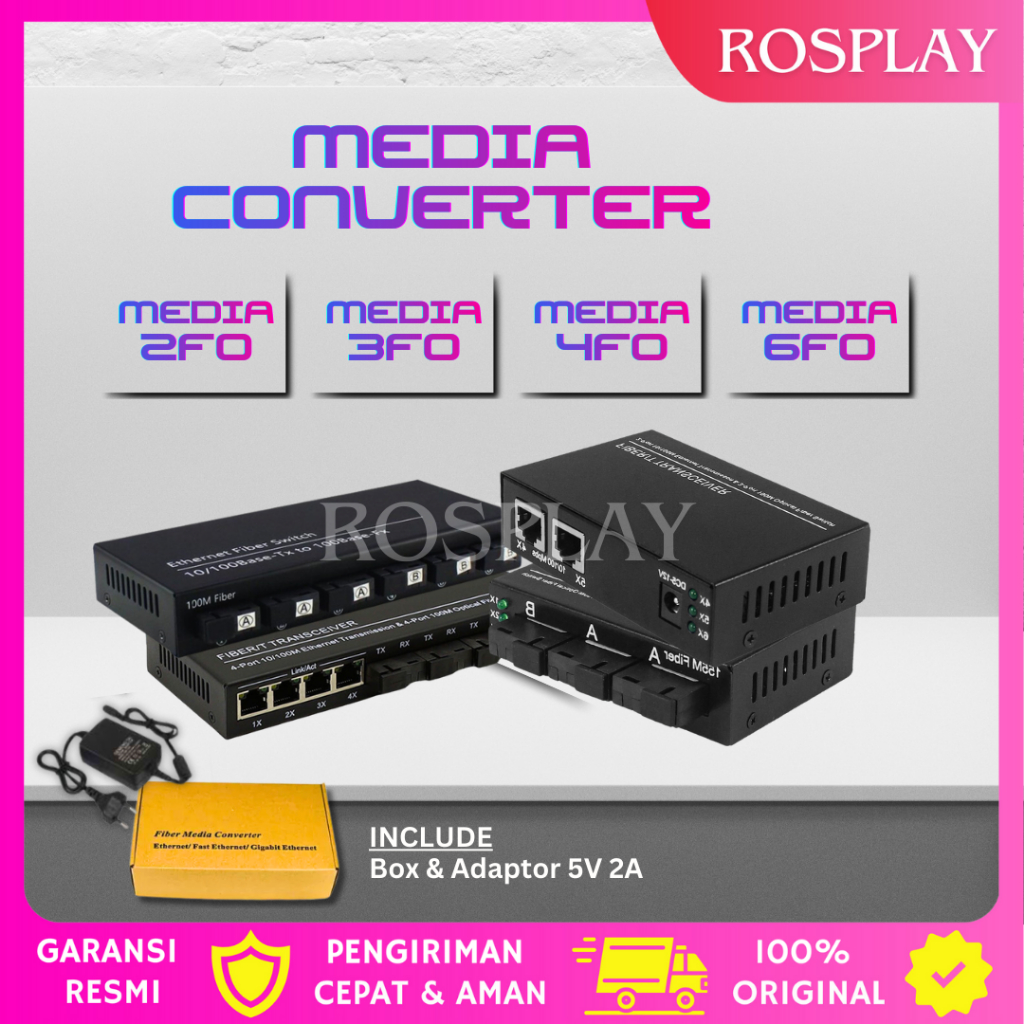 Jual Media Converter 100Mbps 2 FO / 3 FO / 4 FO / 6 FO Port Lan SC ...