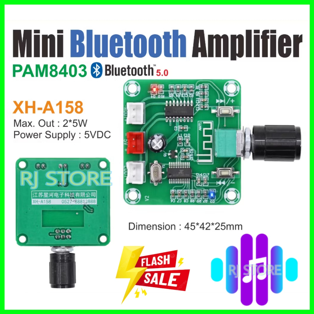 Jual PAM8403 XH-A158 Bluetooth Audio Amplifier DC 5V Class D | Shopee ...