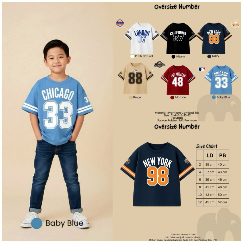 Jual Kaos Oversize Number Series Baju Anak Laki Laki Perempuan | Shopee ...