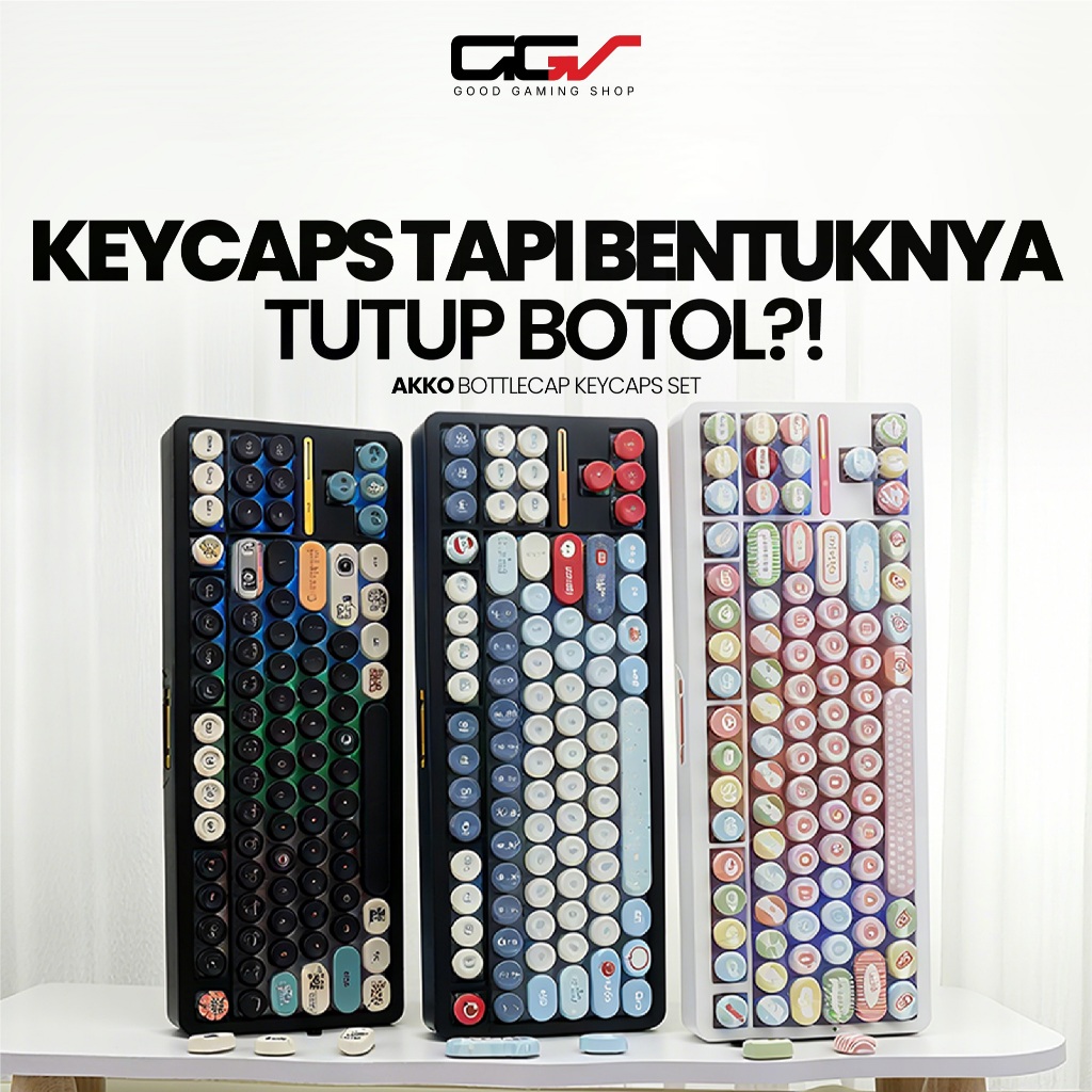 Jual Akko BottleCap Keycaps Set PBT dye-sub 131 key - Keycaps Keyboard ...
