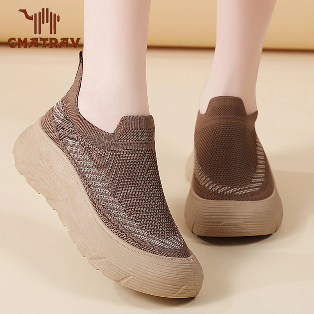CMATRAV Sepatu Olahraga Wanita Berkualitas Tinggi.Sepatu Kasual Slip-On Platform Wanita.Fashion sneakers. Casual Shoes Cewek Sport Running