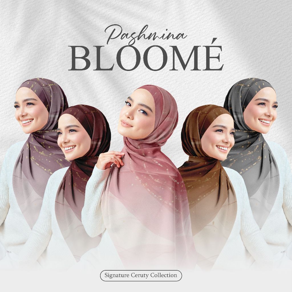 Pashmina Ceruty Premium Ukuran 180x75 Cm | Ombre Shawl Printing Motif Syal Kerud - foto 3
