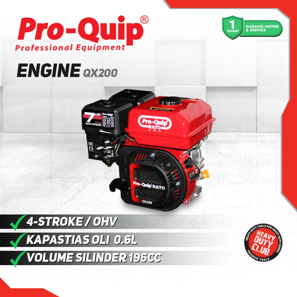 Jual PROQUIP Mesin Penggerak Bensin 7HP Engine Proquip Rato 4 Tak QX200 ...
