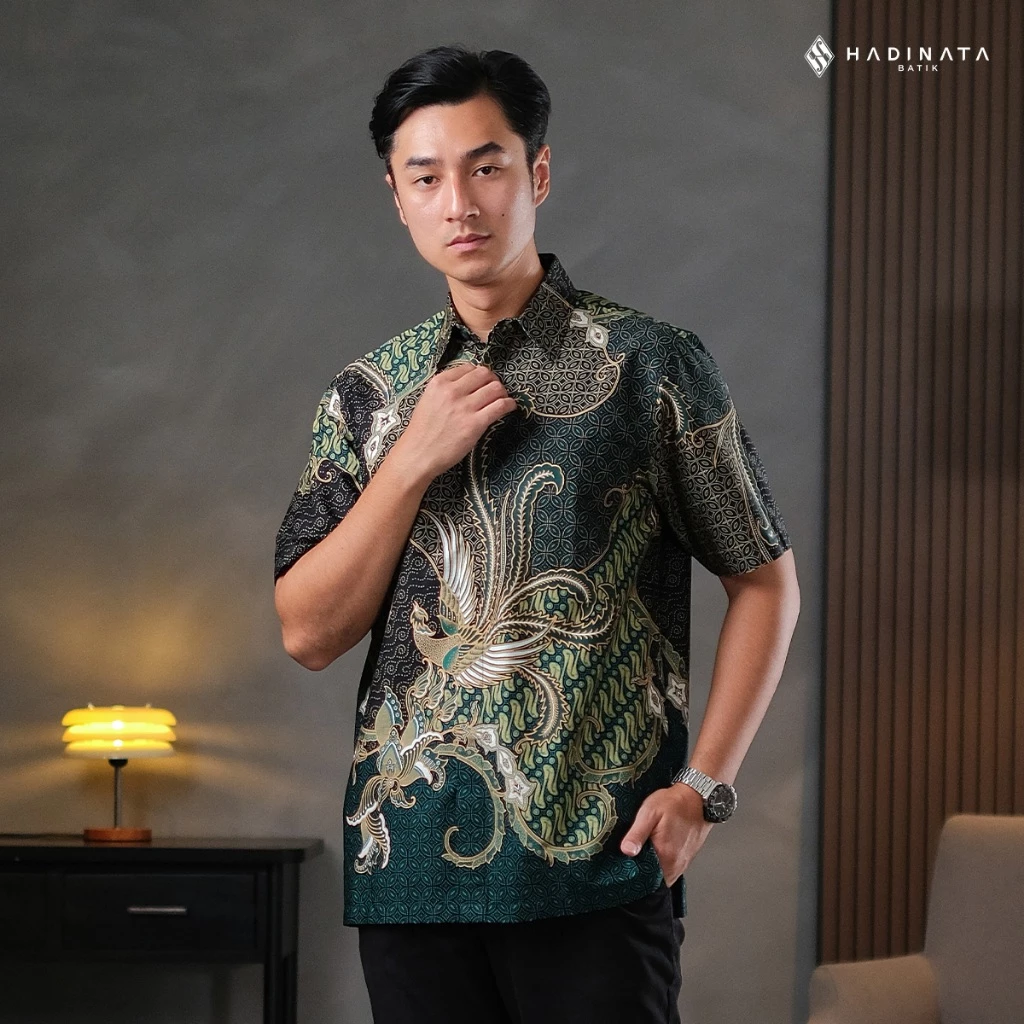 Hadinata Batik Premium Kemeja Batik Pria Lengan Pendek Superfine Mahija Green - foto 1