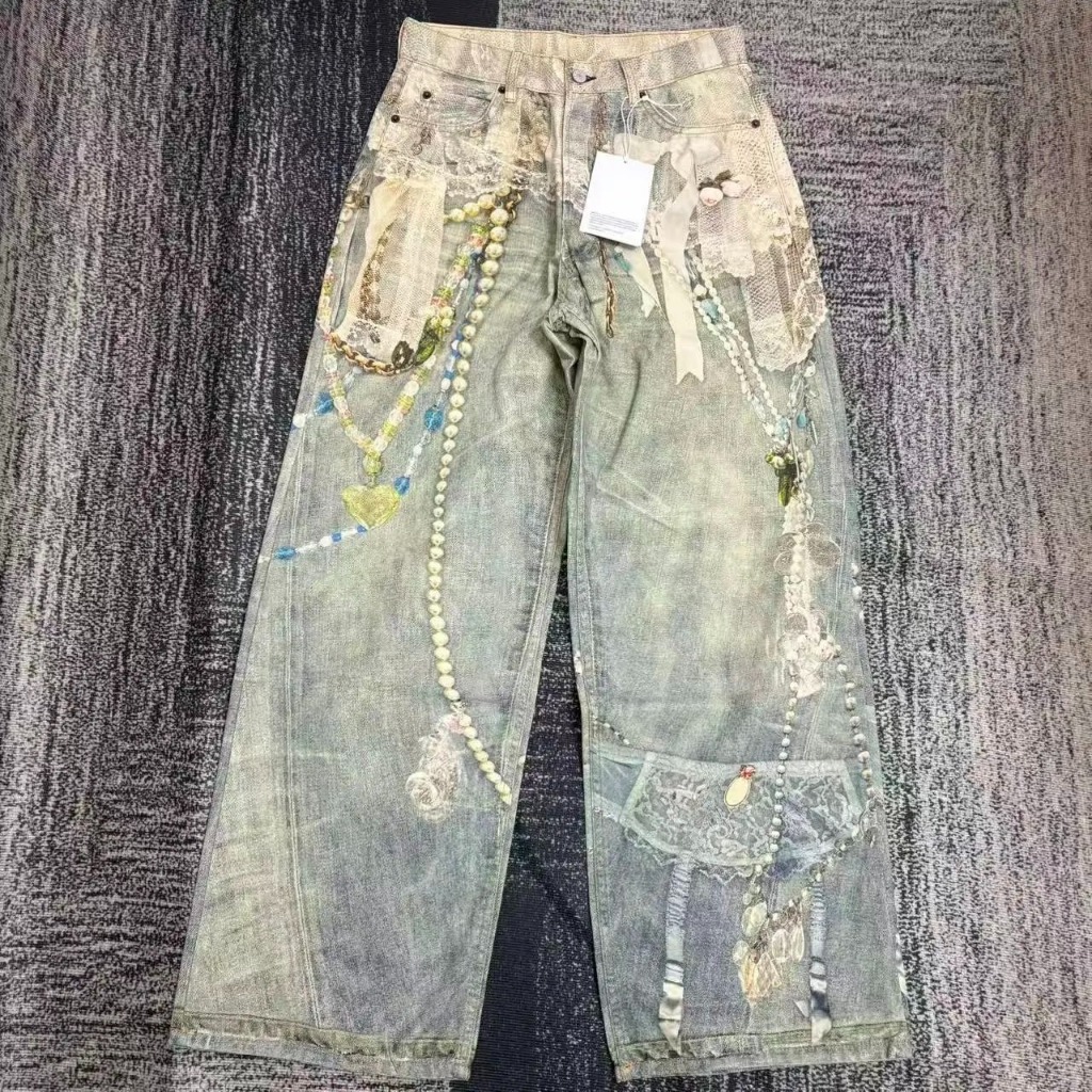 Jual Acne Studios 'Lace Chains' 1981 Dusty Blue Jeans (Baggy Fit - 3D ...