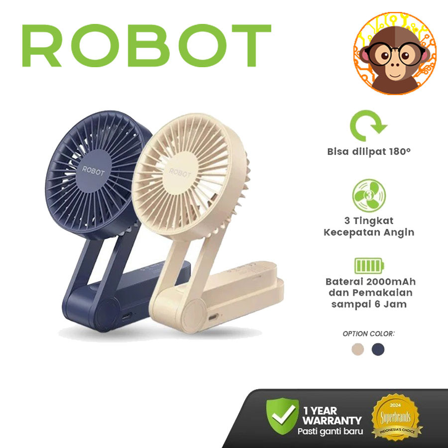 Jual Kipas Portable Robot RTRT-BF22S 2000mAh Mini Fan Kipas Angin Mini ...