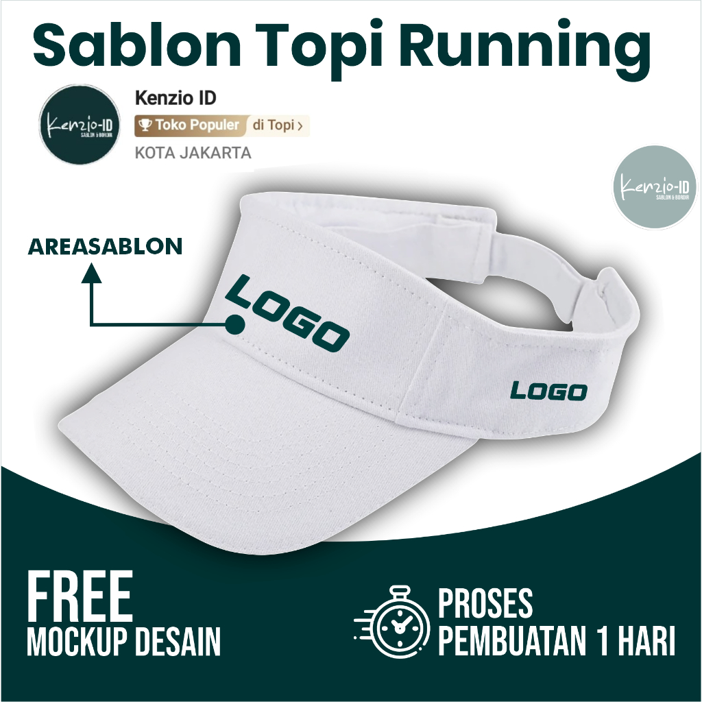 Jual CUSTOM SABLON DTF TOPI RUNNING SATUAN - KENZIO ID | Shopee Indonesia