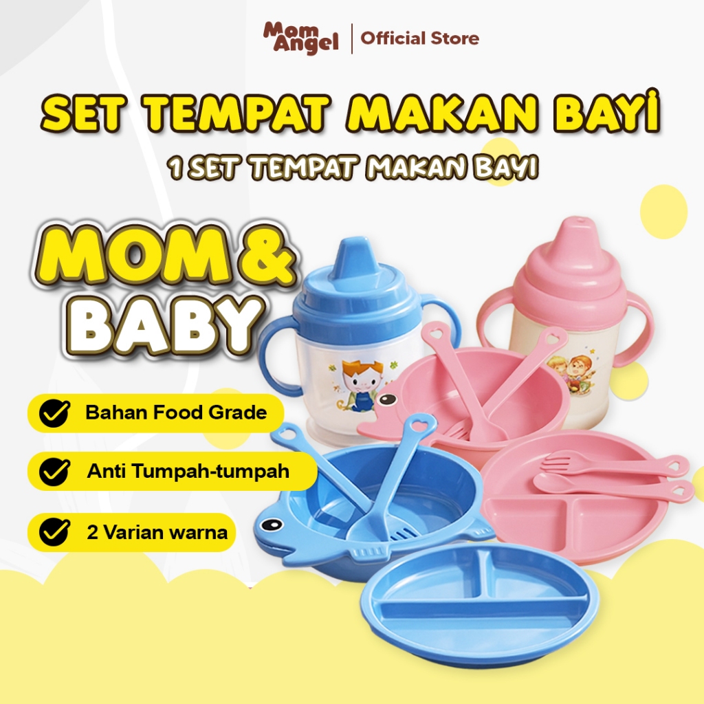 Perlengkapan MPASI Bayi Set Alat Makan Anak 5 in 1 Peralatan Tempat Makan bayi Anak Cowo Cewe Makanan Bayi Set Piring Mangkok Botol Sendok Garpu Makan Premium Food Containers Set Hampers Gift Hadiah Ulang Tahun Anak