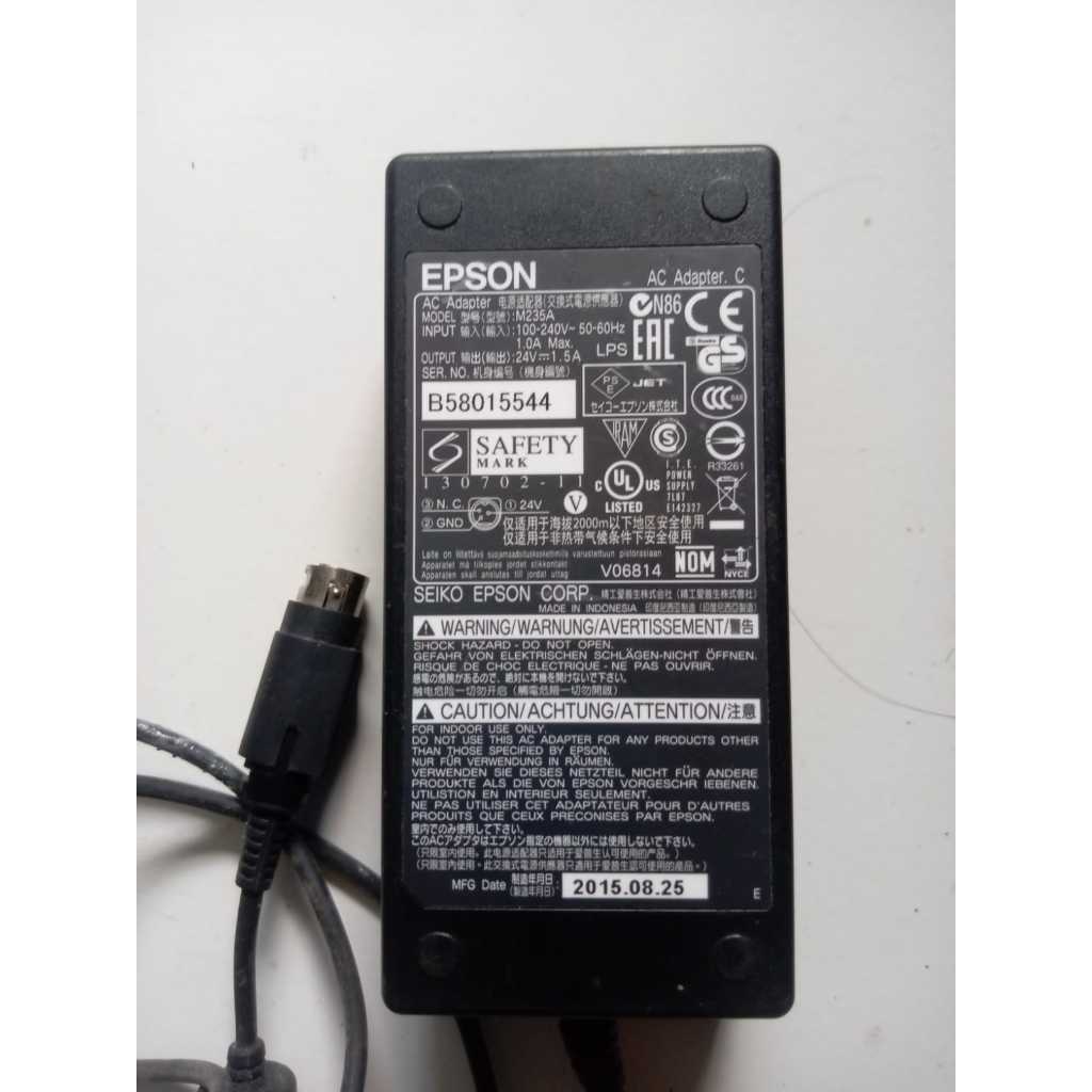 Jual ADAPTOR PRINTER POS TERMAL EPSON ORIGINAL 24V 1.5A | Shopee Indonesia