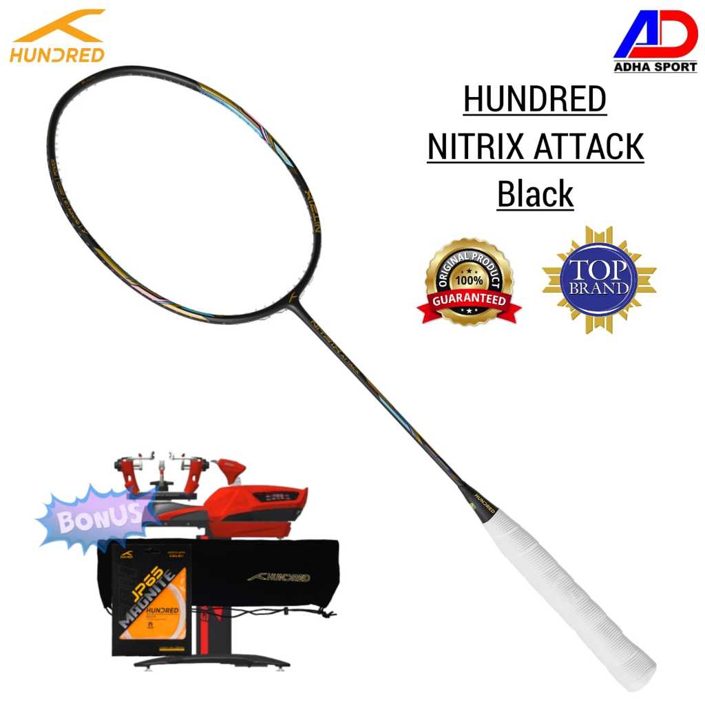 Jual Raket Badminton HUNDRED NITRIX ATTACK 32 LBS Original Raket ...