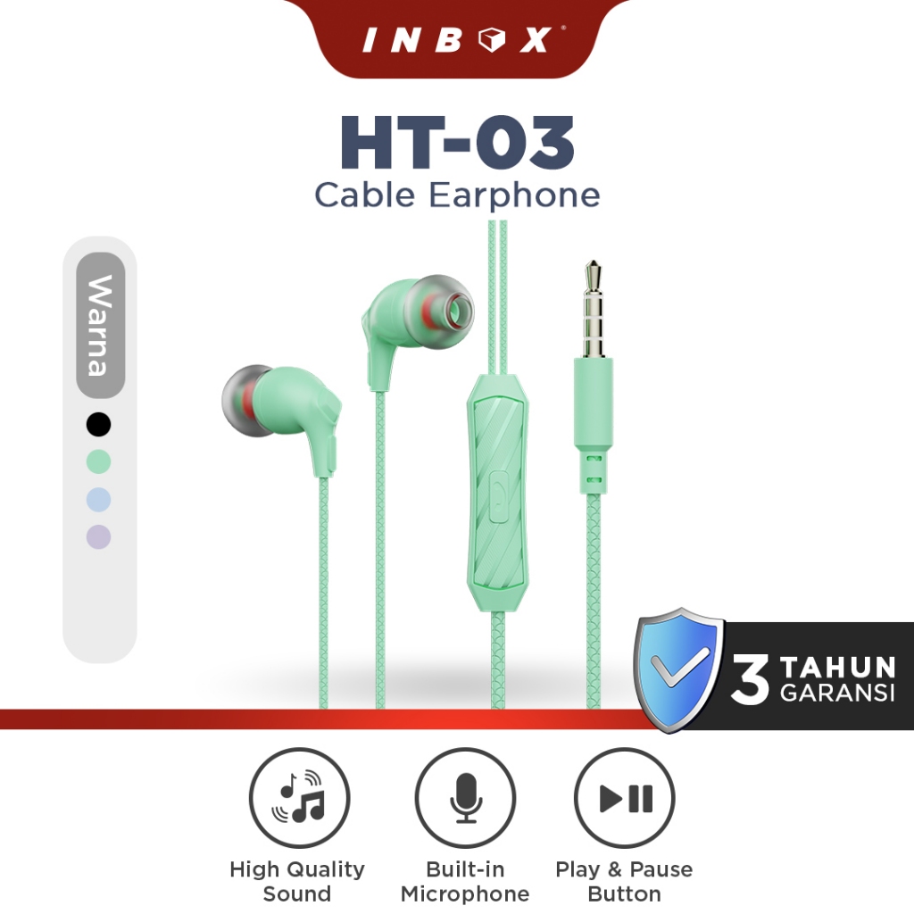 Jual Inbox Earphone HT-03 Headset dengan Mic Telepon dan Super Bass ...