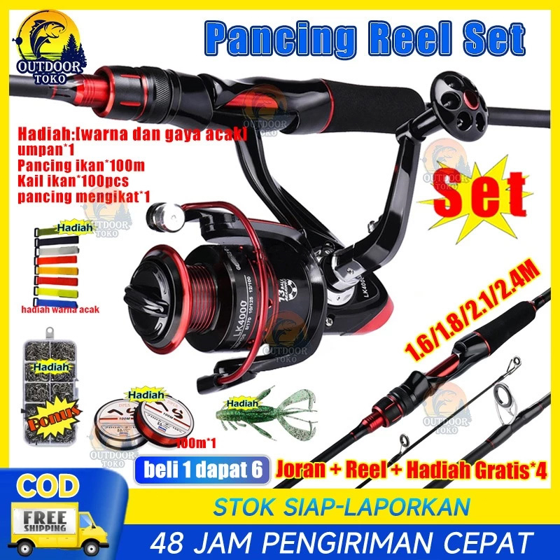 Set Pancing 1.65M/1.8M Joran Pancing Dengan Bahan Serat Karbon Joran Pancing Carbon Pancing Set Lengkap Untuk Memancing Bahan Logam Spinning Fishing Reel Max Drag 15kg Karbon Fiber Fishing Rod Combo Fishing Joran Pancing 1.65M 1.8M Dengan