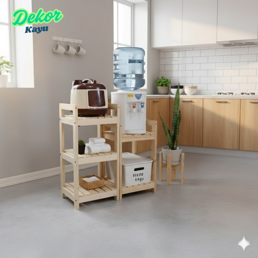 Jual Rak susun untuk Dispenser rak rice cooker Kayu Jati Belanda | Rak ...