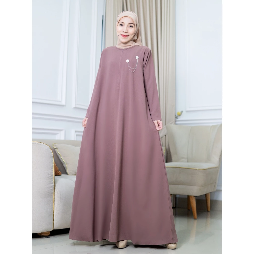 Detail bahan dan potongan Safwa Dress gamis polos