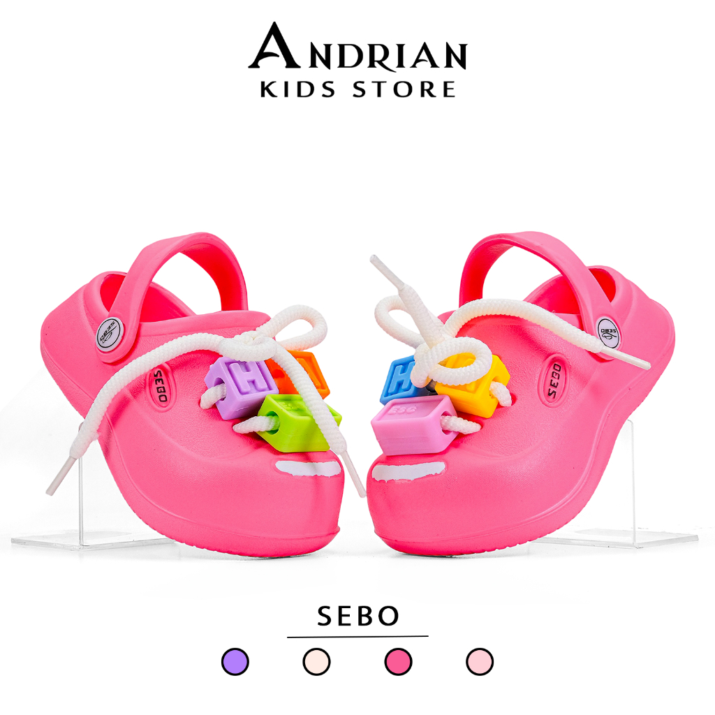 Jual Sandal Clog Anak Perempuan SEBO Karakter Balok dengan tali Lucu ...