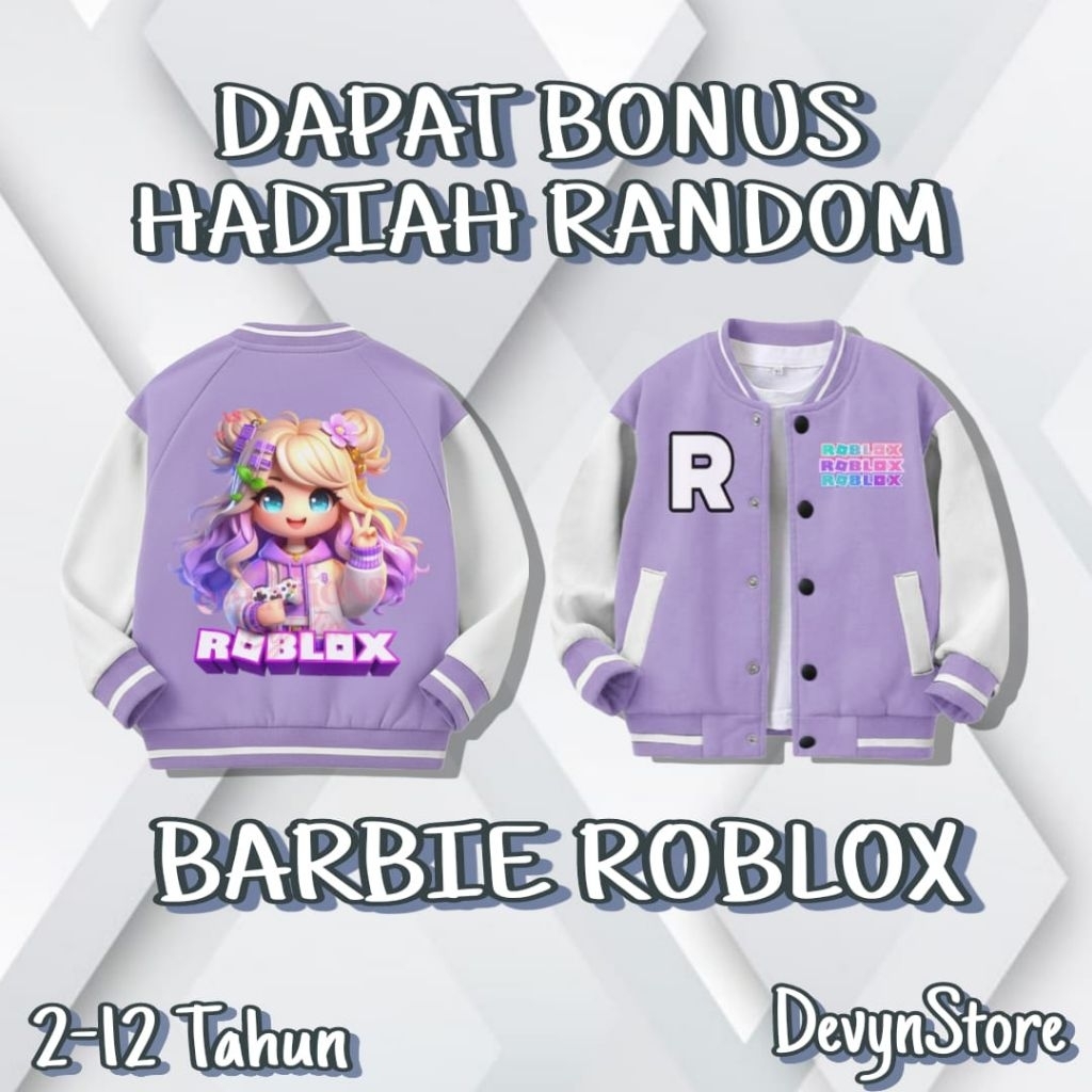 Jual JAKET VARSITY ANAK PEREMPUAN ROBLOX BARBIE UMUR 2-12 TAHUN ...