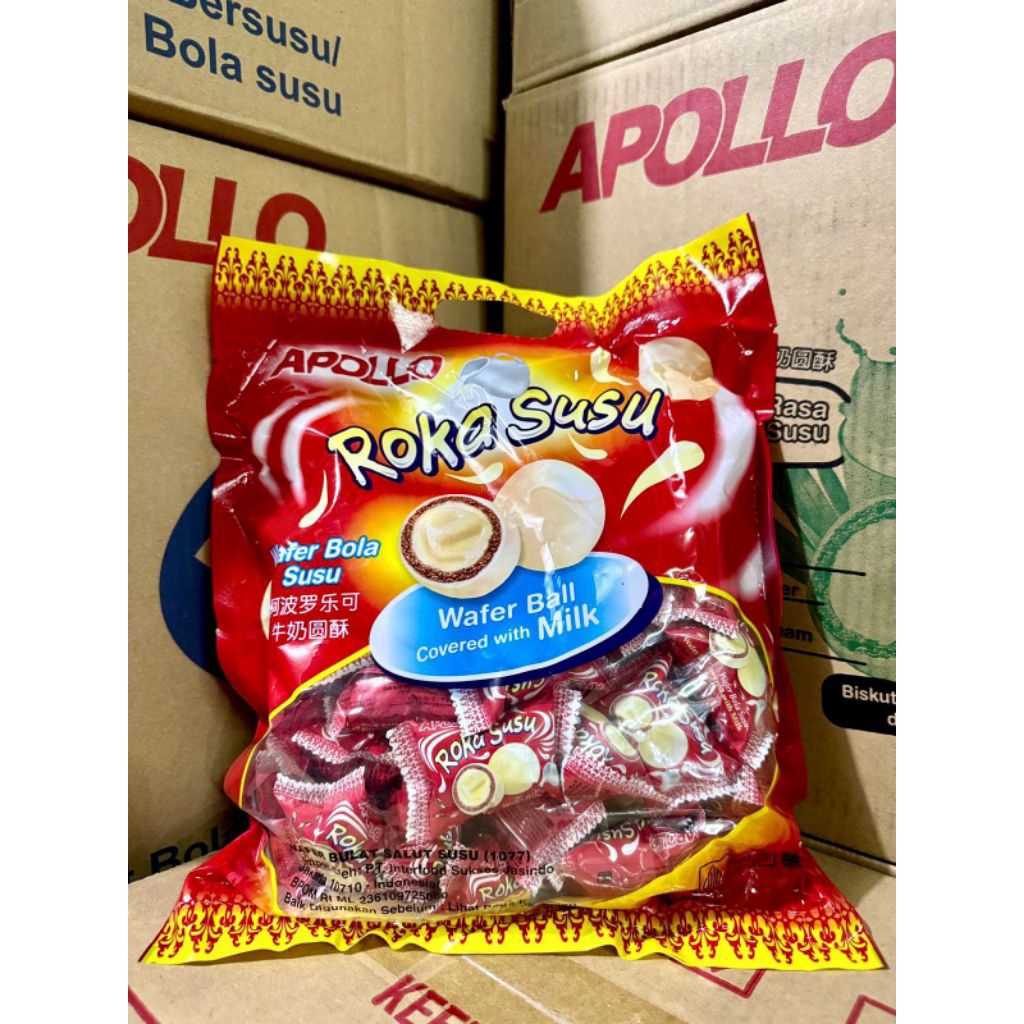 Jual Apollo Roka Pandan Susu 250 gr Isi 50 | Wafer Mini Rasa Pandan ...