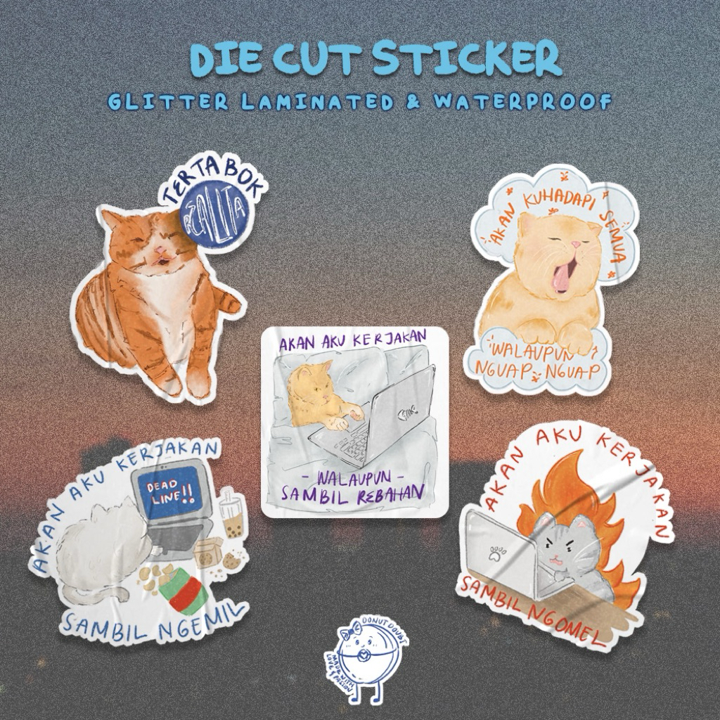 Jual DonutDoubt Meme Sticker Kucing Edition - Glitter Sticker - Cute ...