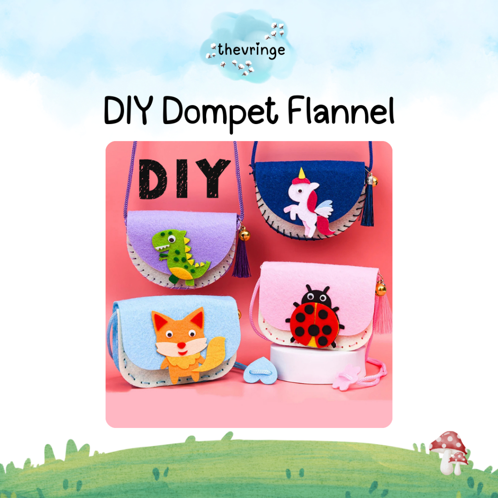 DIY Tas Dompet Tali Flanel Mainan Edukasi Anak Prakarya Menjahit Montessori Goodie Bag