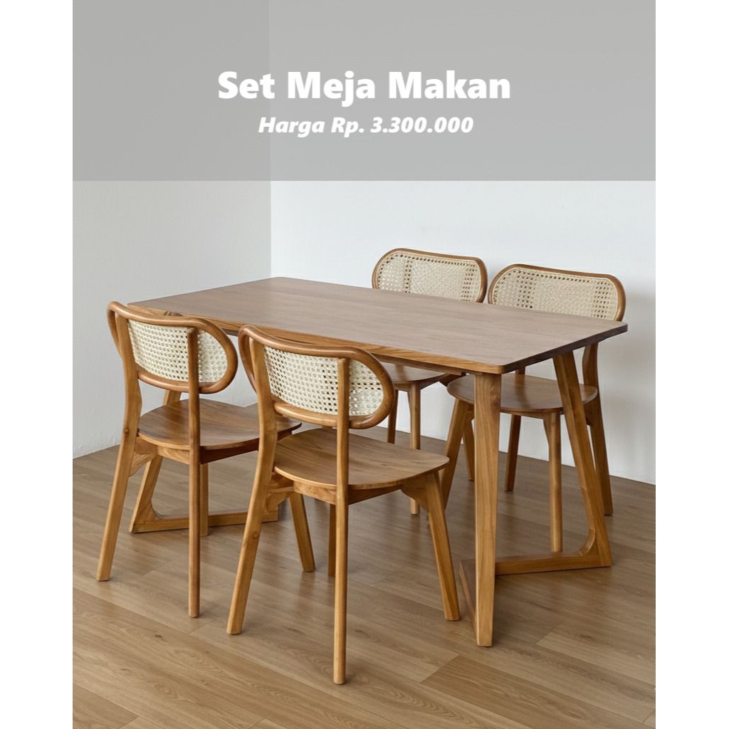 Jual set meja makan kursi rotan | Shopee Indonesia