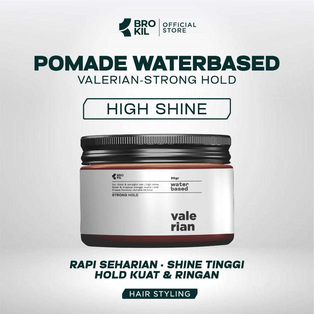 Jual Brokil Hair Styling Valerian Pomade Waterbased Pomed Rambut Pria ...