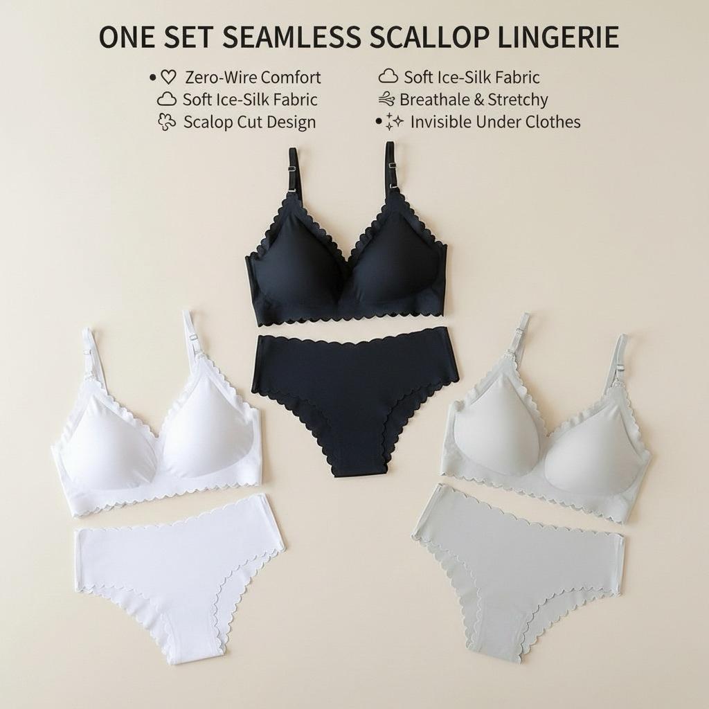 Jual One Set Bra European Size Ice Silk Feminine Seamless Small Chest ...