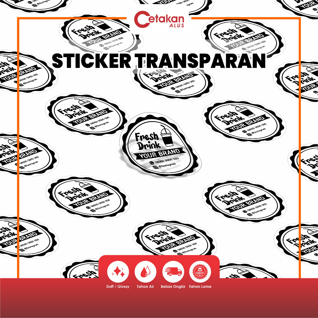 Jual Cetak Sticker Transparan Sticker Label Produk Kemasan Minuman ...