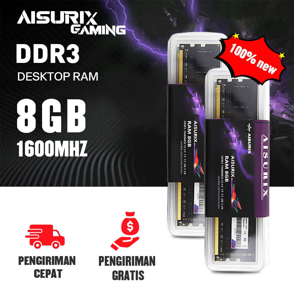Jual AISURIX Memory Ram Desktop DDR3 8GB 1600MHZ 1.5V Desktop RAM DDR3 ...