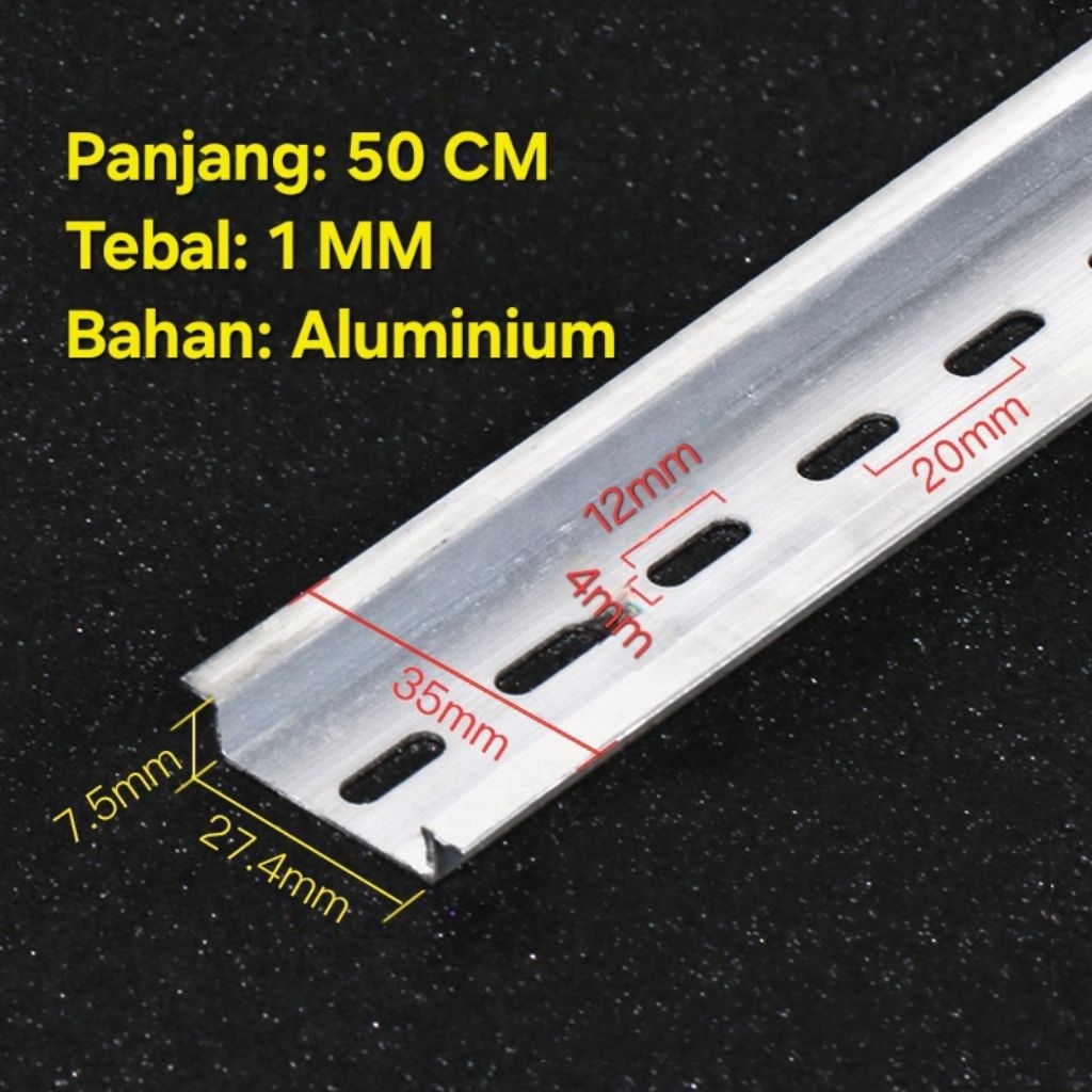 Jual Rel MCB ALUMINIUM 50 CM Din Rail C45 Dudukan Tempat Kail Rumah MCB ...