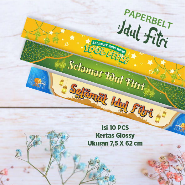 -10Pcs- Selempang Parcel Idul Fitri 7.5cm x 63cm | Hampers Idul Fitri | Toples Idul Fitri