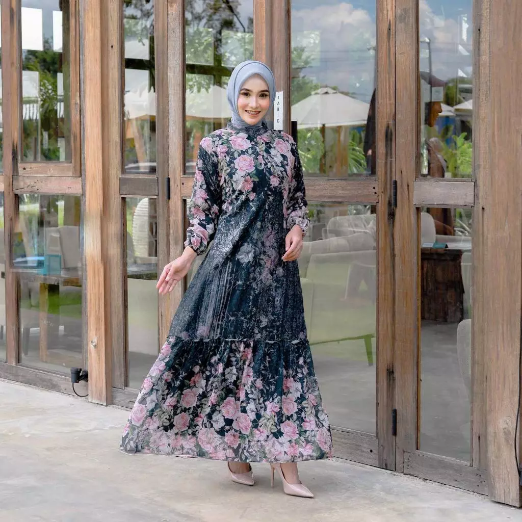 Detail bahan Benang Raja Gamis Ceruty Babydoll