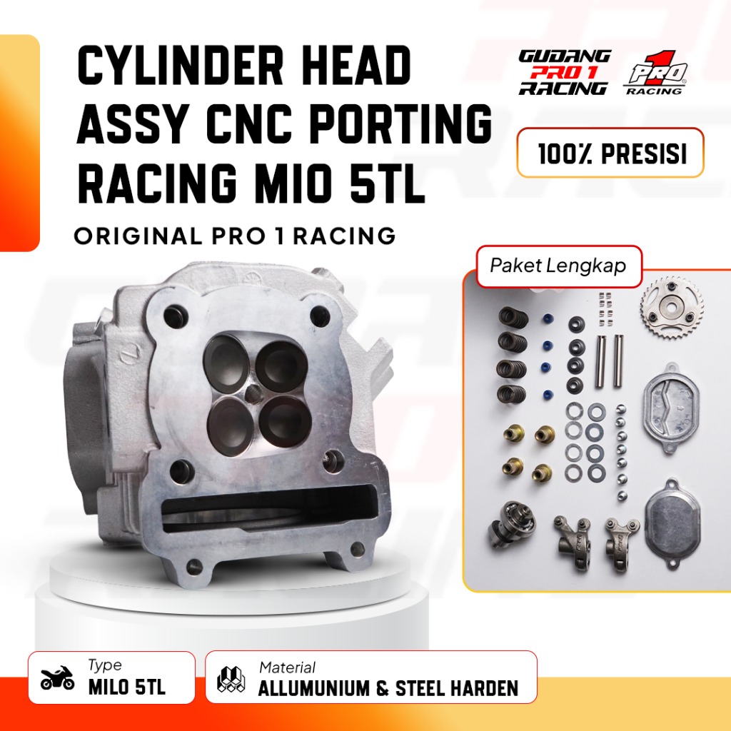 Jual CYLINDER HEAD ASSY CNC PORTING RACING MIO 5TL 4 KLEP PRO1 RACING ...