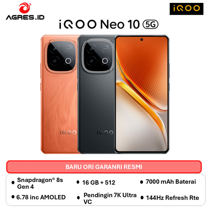 iQOO Neo 10 5G 16GB/512GB Snapdragon 8s Gen 4,7000 mAH + 120 watt, 144Hz AMOLED
